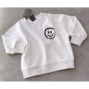 Little Bipsy Smiley Crew Sweatshirt Pullover Toddler Neutral 6-12 NWT